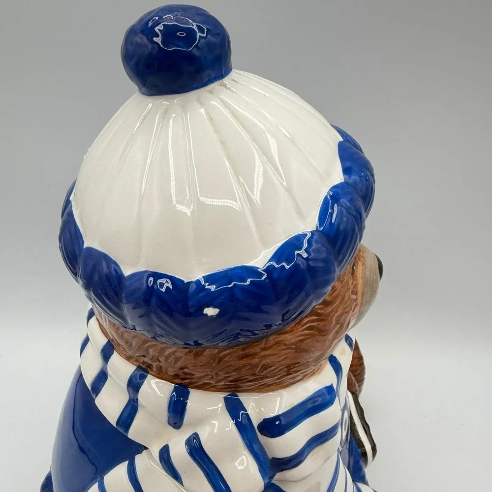Oreo Bear Cookie Jar Houston Harvest 2001 Fourth Series Ceramic Blue White